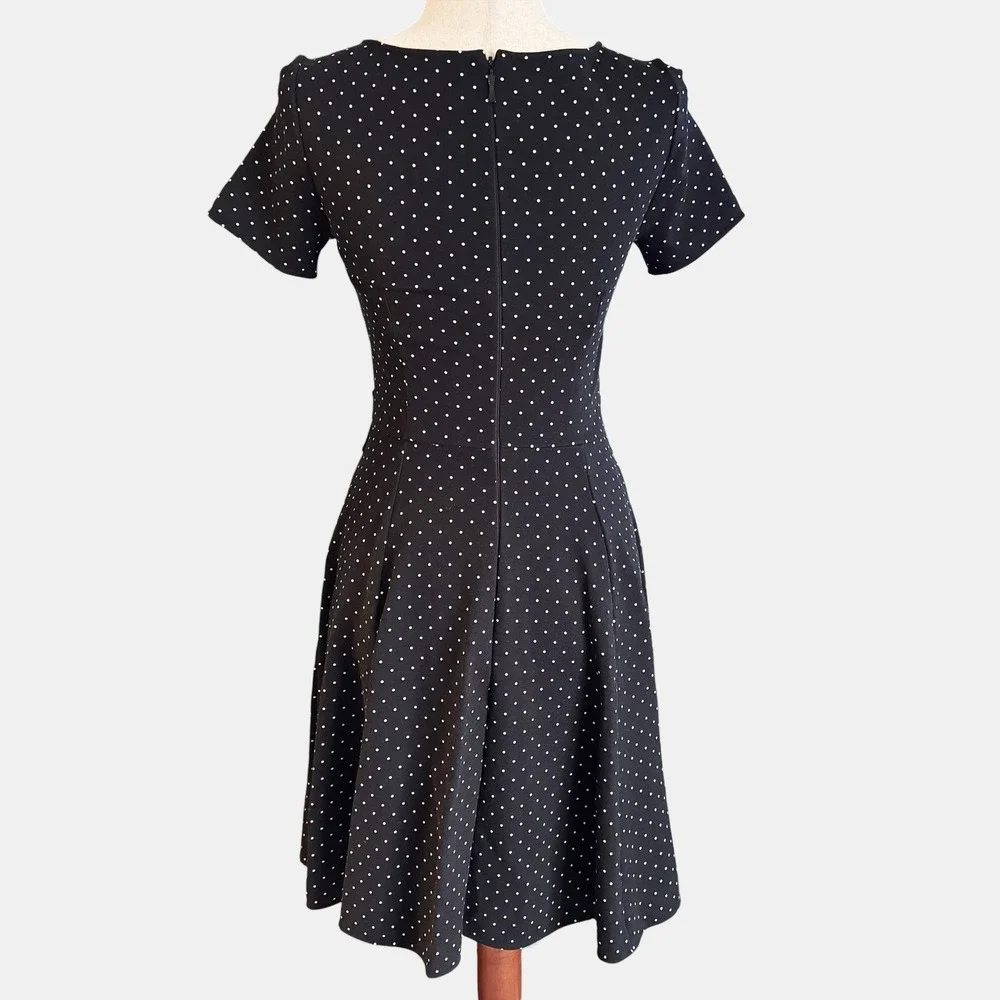 Kate Spade New York Larabee Dot Sz. XS 2 4 ponte Dress Black white Polka dot mod